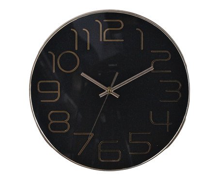 Relógio Parede Numerico Preto e Dourado | Westwing