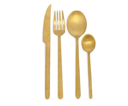 Faqueiro em Aço Inox Premium Dourado Fosco - 06 Pessoas | Westwing