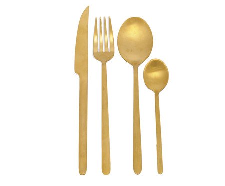 Faqueiro em Aço Inox Premium Dourado Fosco - 06 Pessoas | Westwing