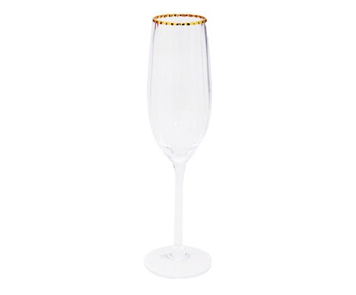 Taça Flute Vidro Fio Ouro Incolor - 250ml, Transparente | WestwingNow