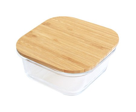 Pote Quadrado Tampa Flat Bambu - 800ml | Westwing