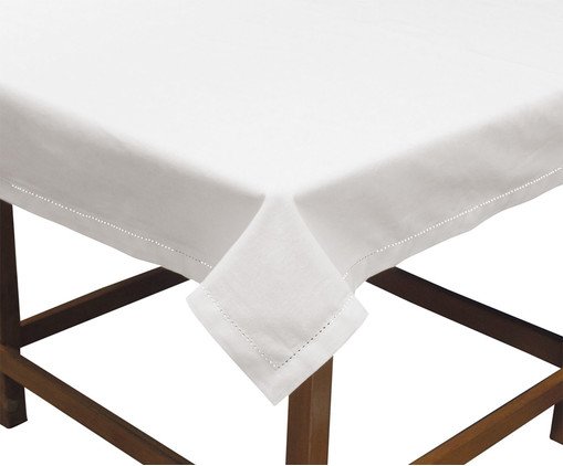 Toalha de Mesa Retangular 04 Lugares com Borda Mitrada Branco, Branco | WestwingNow