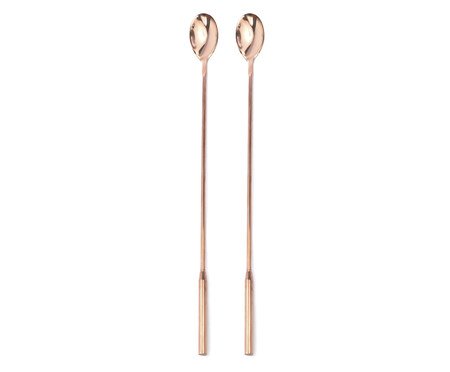 Jogo de Colheres de Cocktail Aço Inox Rosé - 2 Peças | Westwing