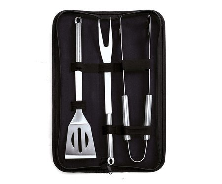 Jogo Pequeno de Utensílios para Churrasco Prateado | Westwing