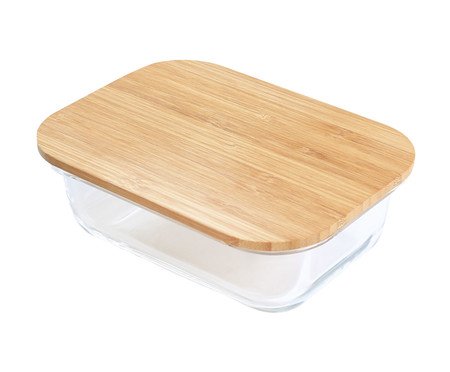 Pote Retangular Tampa Flat Bambu - 420ml | Westwing
