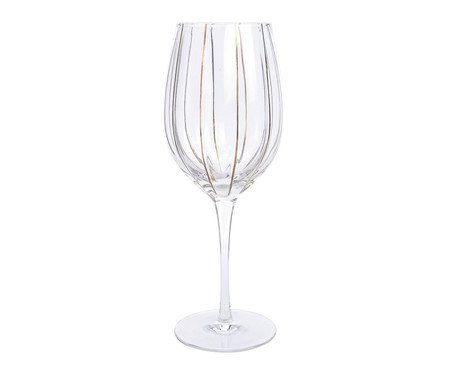 Taça de Água Vidro Linhas Ouro Incolor - 580ml | Westwing