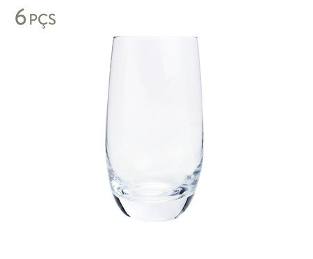 Jogo de Copos Altos Vidro Incolor - 400ml | Westwing