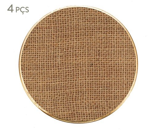 Jogo de Porta Copos Madeira Bege e Ouro, Colorido | WestwingNow