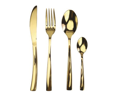 Faqueiro em Aço Inox Enhanced Dourado - 06 Pessoas | Westwing
