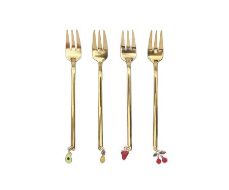 Jogo de Garfos Pingentes Dourado | Westwing