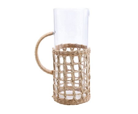 Jarra com Suporte em Rattan Natural - 1,5L | Westwing