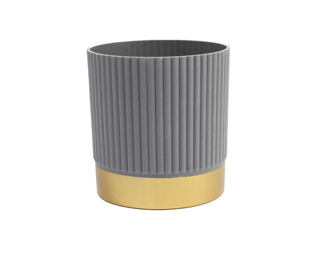 Vaso Stripes Gold Base Cinza