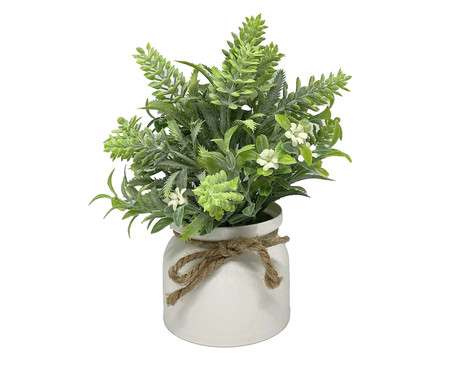 Vaso com Planta Folhagem My Garden Branco