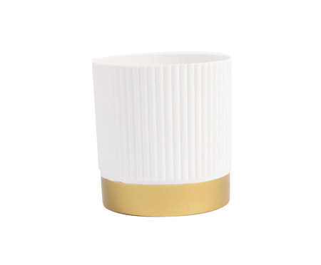 Vaso Stripes Gold Base Branco e Dourado