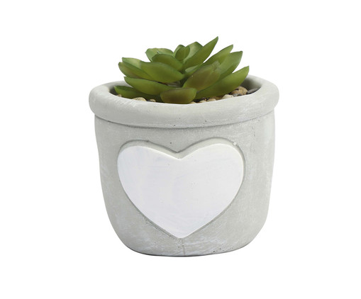 Vaso com Planta Hearts Flowers Cinza e Branco, white | WestwingNow