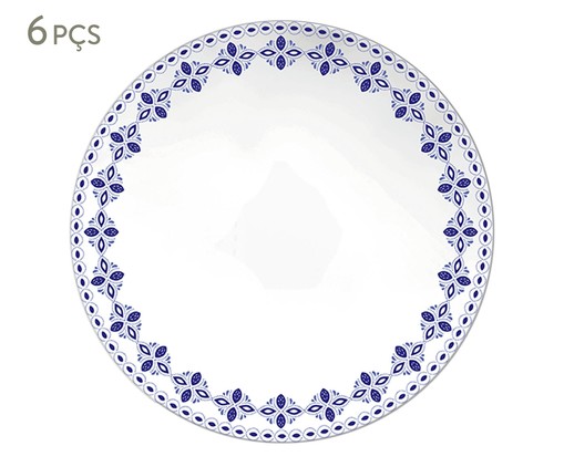 Jogo de Pratos Rasos em Porcelana Evori - Azul, Branco,Azul | WestwingNow