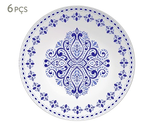 Jogo de Pratos Fundos em Porcelana Evori - Azul, Branco,Azul | WestwingNow