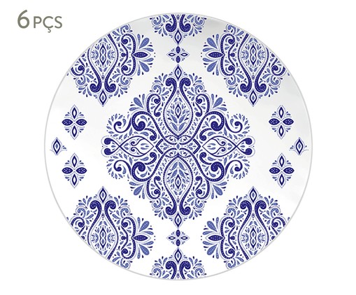 Jogo de Pratos para Sobremesa em Porcelana Evori - Azul, Branco,Azul | WestwingNow