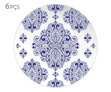 Jogo de Pratos para Sobremesa em Porcelana Evori - Azul