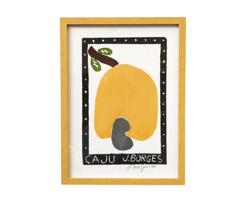 Quadro Xilogravura Caju Amarelo, Amarelo | WestwingNow