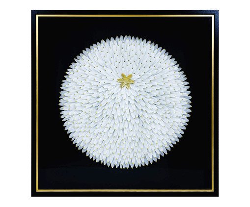 Quadro Circulo de Penas Brancas com Moldura Preta, Branco | WestwingNow