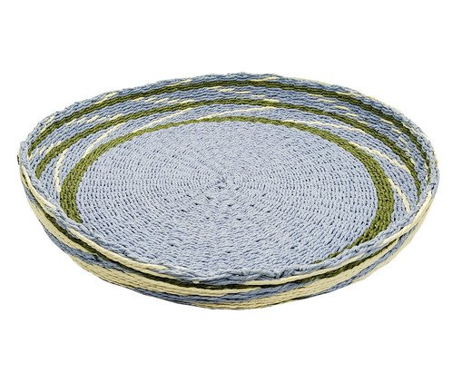 Cesto em Rattan Lines Azul e Verde, Verde | WestwingNow