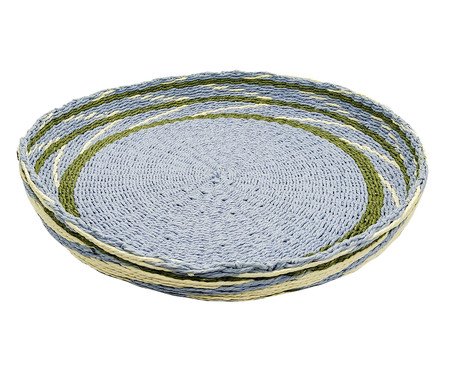 Cesto em Rattan Lines Azul e Verde | Westwing