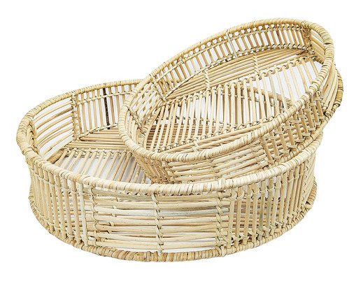 Par de Bandejas em Rattan, Verde | WestwingNow