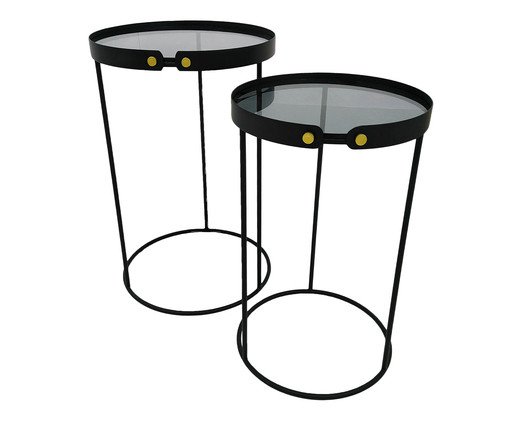 Jogo de Mesas Auxiliares em Metal, Preto | WestwingNow