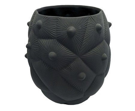 Vaso Pequeno Pineapple em Porcelana Preto Fosco