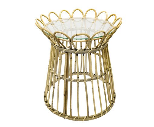 Mesa Auxiliar em Bambu com Vidro, Verde | WestwingNow