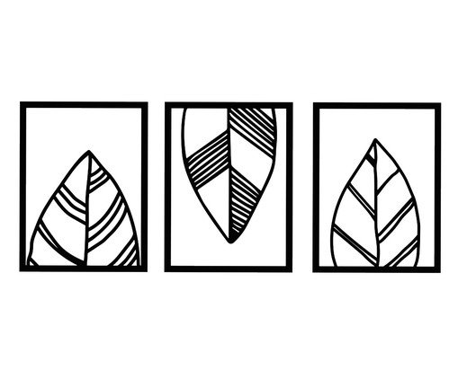 Jogo de Quadros Vazados Folhagem, Preto | WestwingNow