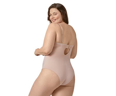 Body Aro Sem Bojo Modelador Em Microfibra com Renda - Cinza Grafite | Westwing