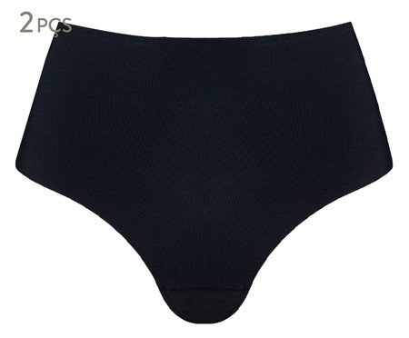 Kit com 2 Calcinhas Cintura Alta Invisível Preto