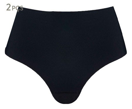 Kit com 2 Calcinhas Cintura Alta Invisível Preto