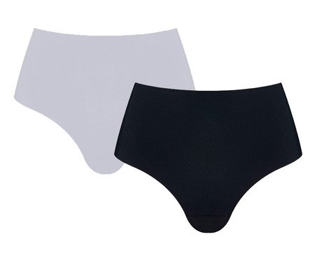 Kit com 2 Calcinhas Cintura Alta Invisível - Preto/Branco | Westwing