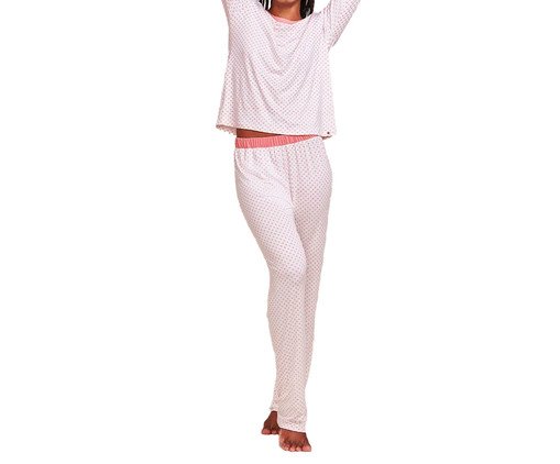 Pijama Manga Longa Em Viscose Estampada Pois Rosê, Rosé | WestwingNow