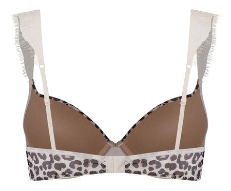 Sutiã Meia-Taça com Bojo E Aro Em Tule - Estampa Oncinha Off White | Westwing
