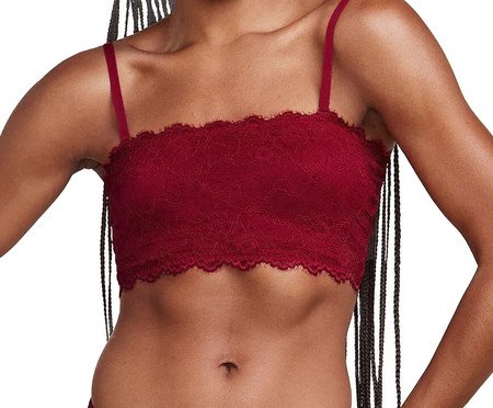 Sutiã Top Faixa em Renda e Microfibra Vermelho | Westwing