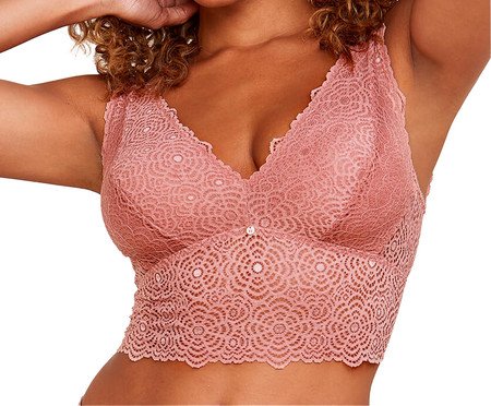 Sutiã Top Tirângulo Alongado em Renda Rosa | Westwing