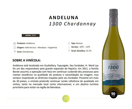 Vinho Argentino Andeluna 1300 Chardonnay Amarelo Palha | WestwingNow