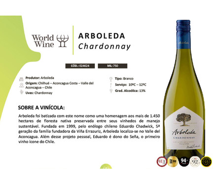 Vinho Branco Chileno Arboleda Chardonnay | WestwingNow