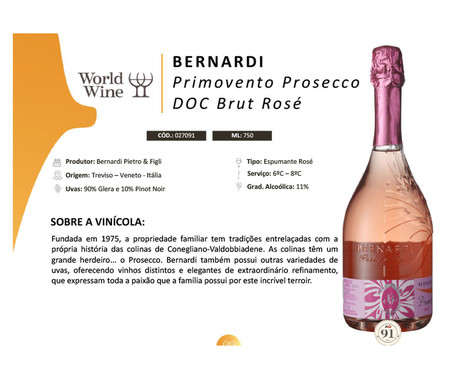 Prosecco Rosê Bernardi Primovento Brut Millesimato | WestwingNow