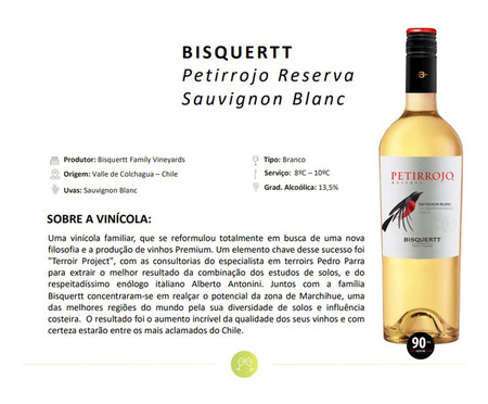 Vinho Branco Chileno Bisquertt Petirrojo Reserva Sauvignon | WestwingNow