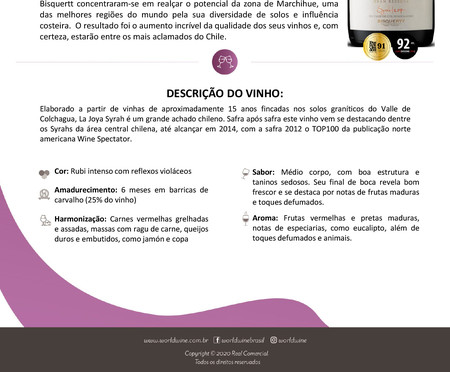 Vinho Tinto Chileno Bisquertt La Joya Gran Reserva Syrah | WestwingNow