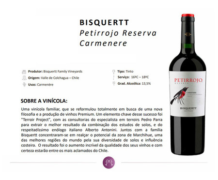 Vinho Chileno Bisquertt Petirrojo Reserva Carménère Rubi | WestwingNow