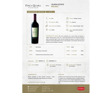Vinho Quara Malbec Tto Estate | Westwing