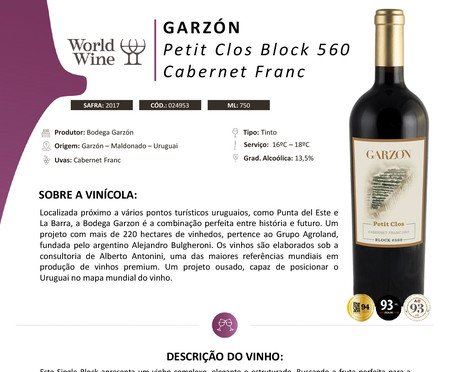Vinho Tinto Uruguaio Garzón Petit Clos Block 560 Cabernet Franc | Westwing