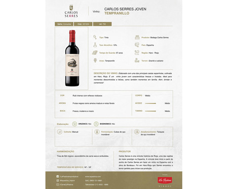 Vinho Carlos Serres Tt Tempranillo Joven | WestwingNow