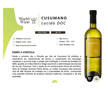 Vinho Branco Cusumano Lucido | WestwingNow